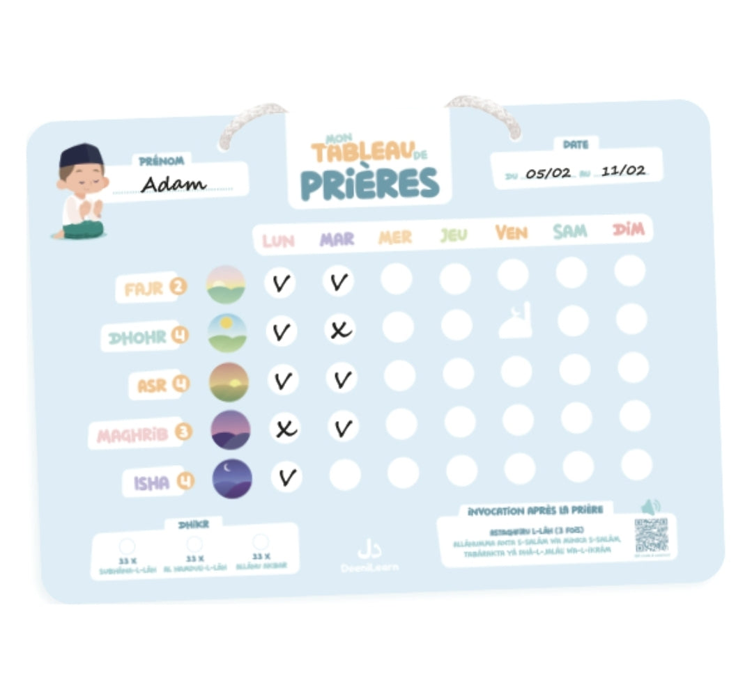 Mon Tableau de Prières – Apprendre les prières (Salat) avec DeeniLearn