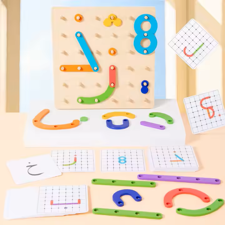 Jeu de Construction Alphabet Arabe en Bois – Kit Créatif Montessori pour Apprendre les Lettres et Chiffres