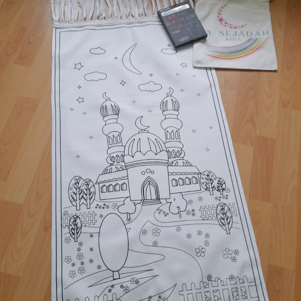 Tapis de Prière à Colorier pour Enfants – Apprendre en S'amusant