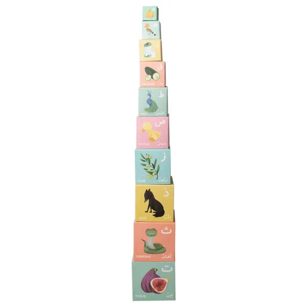 Cubes à empiler pour enfants à partir de 18 mois – Alphabet Arabe - colorés et ludiques