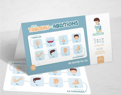 Tableau des Ablutions à Accrocher – Apprendre les étapes des ablutions (wudu) avec DeeniLearn