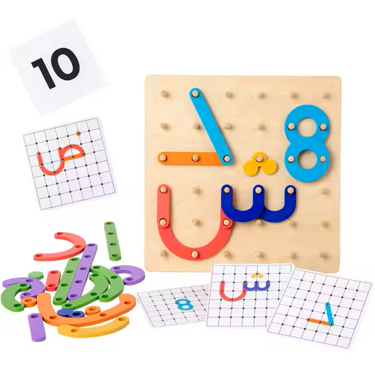 Jouet Éducatif : Tableau en Bois avec Alphabet Arabe et Chiffres - Apprendre les Lettres Arabes"